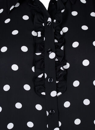 Zizzi Prickig skjorta med volanger, Black W. White Dot, Packshot image number 2