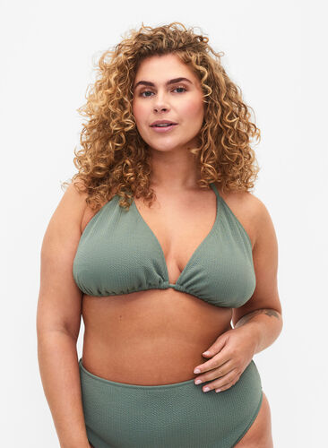 Zizzi Triangelformad bikinibehå med crepe-struktur, Laurel Wreath, Model image number 0