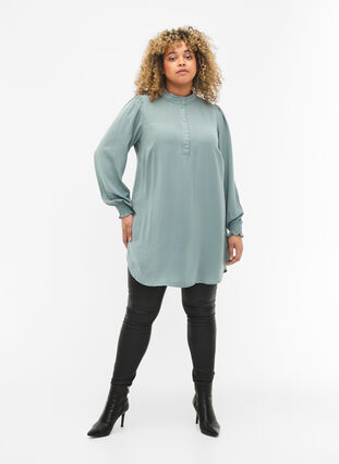 Zizzi Tunika med smock, Chinois Green, Model image number 2