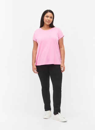 Zizzi Kortärmad t-shirt i bomullsmix, Rosebloom, Model image number 2