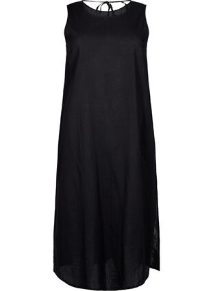 Zizzi Ärmlös klänning i bomulls- och linneblandning, Black, Packshot image number 0