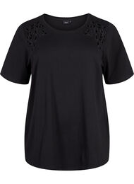 T-shirt i ekologisk bomull med broderade detaljer, Black