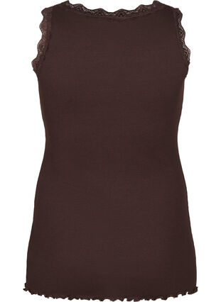 Zizzi Top with lace trim, Molé, Packshot image number 1