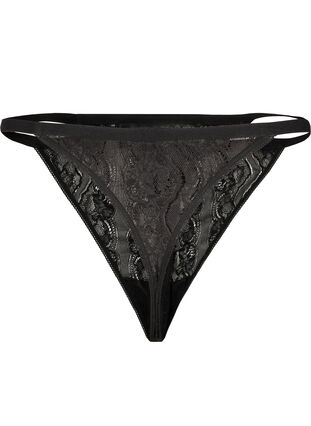 Zizzi G-string i spets med resår i midjan, Black, Packshot image number 1