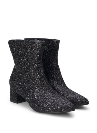 Zizzi Wide fit - Ankelstövel med glitter, Black, Packshot image number 1