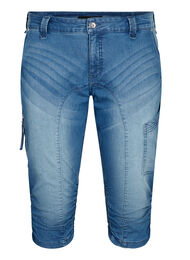 Slim fit capri-jeans med fickor, Light blue denim