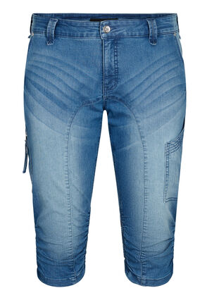 Zizzi Slim fit capri-jeans med fickor, Light blue denim, Packshot image number 0