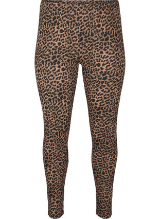 Zizzi Viskos leggings med leopardmönster, DARK LEO AOP, Packshot image number 0