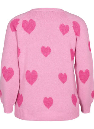 Zizzi Pullover med hjärtan, B. Pink/Raspberry R., Packshot image number 1