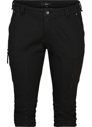 Zizzi Slim fit capri-jeans med fickor, Black, Packshot image number 0