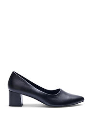 Wide fit - Pumps i skinn med spetsig tå, Black