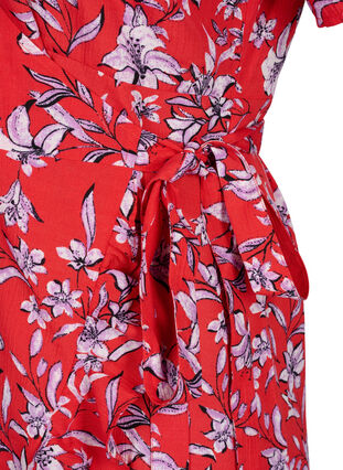 Zizzi FLASH – Kortärmad omlottklänning, Poinsettia Flower, Packshot image number 3