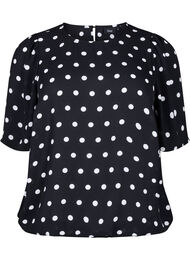 Prickig blus med korta ärmar, Black W. White Dot