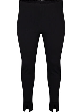 Zizzi Leggings i viskos med slitsar framtill, Black, Packshot image number 0