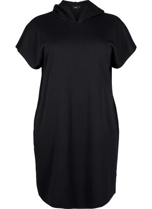 Zizzi Kortärmad sweatshirtklänning i modalmix, Black, Packshot image number 0