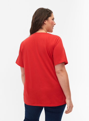 Zizzi T-shirt från FLASH med tryck, High Risk Red, Model image number 1