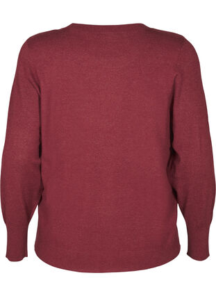 Zizzi FLASH - Stickad blus med rund hals, Merlot Mel., Packshot image number 1