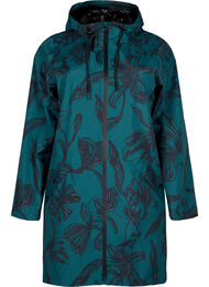 Regnjacka med tryck, Deep Teal Black