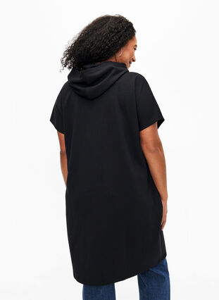 Zizzi Kortärmad sweatshirtklänning i modalmix, Black, Model image number 1