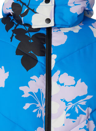 Lång vinterjacka med en blommig tryck, French Blue Comb, Packshot image number 2