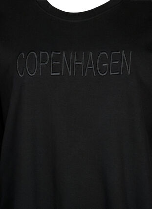 Zizzi Sweatshirt med broderad text, Black Copenhagen , Packshot image number 2