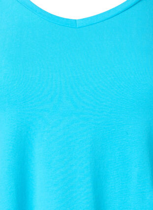Zizzi Enfärgad t-shirt i bomull, Blue Atoll, Packshot image number 2