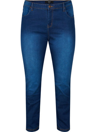 Zizzi Emily jeans med smal passform och normal midja, Blue Denim, Packshot image number 0