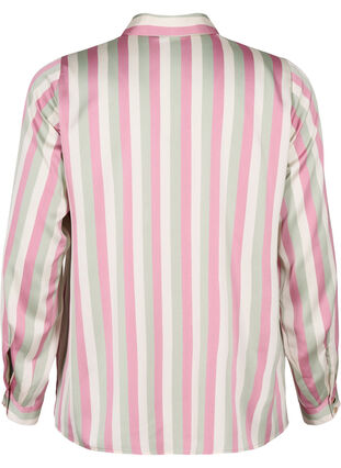 Zizzi Randig satinskjorta med krage, Rose Stripe, Packshot image number 1