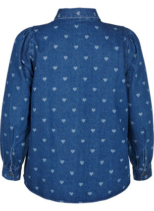 Zizzi Denimskjorta med hjärtan, L. Blue D. W. Heart, Packshot image number 1