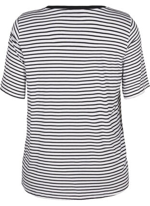 Zizzi Randig T-shirt i lyocell med rund hals, B White Black St, Packshot image number 1