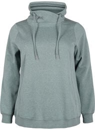 FLASH - Sweatshirt med hög krage, Balsam Green Melange