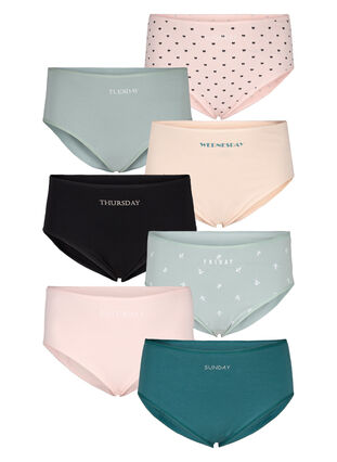 Zizzi 7-pack Briefs med normal midja, Iceberg Green Mix, Packshot image number 0