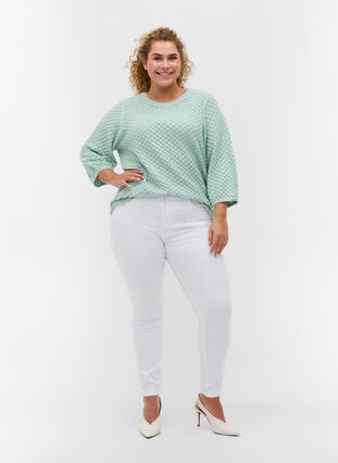 Zizzi Super slim Amy jeans med hög midja, White, Model image number 3