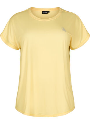 Zizzi Kortärmad t-shirt för träning, Lemon Meringue, Packshot image number 0