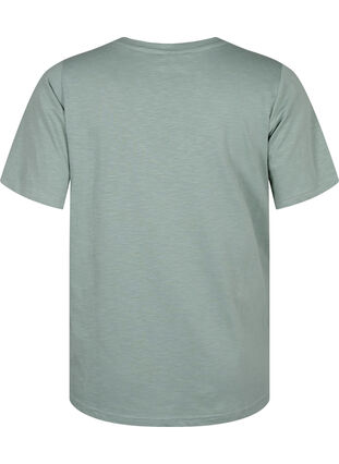 Zizzi Kortärmad enkel t-shirt med v-ringning, Chinois Green, Packshot image number 1