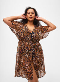 Strandkimono med tryck, Leopard, Model