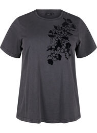 T-shirt i ekologisk bomull med tryck, D.Grey Wash W. Flok