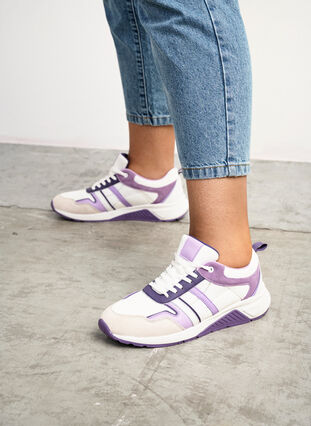 Zizzi Sneakers med wide fit, White Purple, Image image number 0