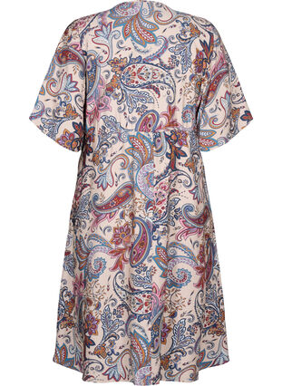 Zizzi Kortärmad klänning i viskos med paisleymönster, Sand Do. Paisley AOP, Packshot image number 1