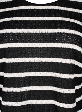 Zizzi Blus med ränder och lång ärm, Black Sand Stripe, Packshot image number 2