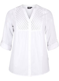 FLASH – Skjorta med virkad detalj, Bright White