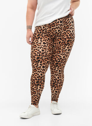 Zizzi Viskos leggings med leopardmönster, Leo, Model image number 0