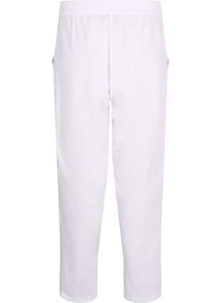 Enfärgade bomullsbyxor med linne, Bright White, Packshot image number 1
