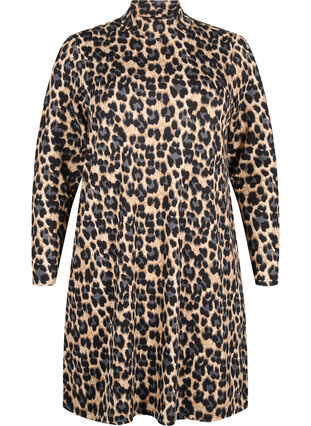 Zizzi FLASH - Långärmad klänning med turtleneck, Leopard Print, Packshot image number 0