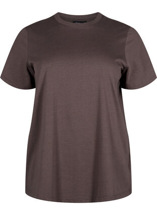 Zizzi Enkel t-shirt i bomull med rund halsringning, Chocolate Martini, Packshot image number 0