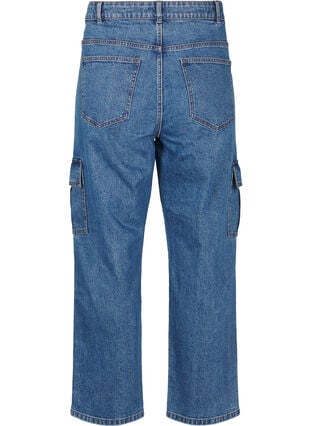 Zizzi Cargojeans med hög midja, Blue Denim, Packshot image number 1