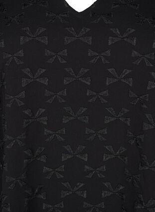 Zizzi Kort jacquardklänning med rosetter, Black W. Bow, Packshot image number 2