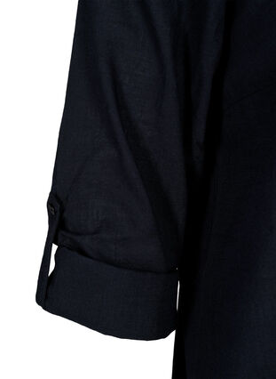 Zizzi Skjortblus i bomull med v-ringning, Black, Packshot image number 3