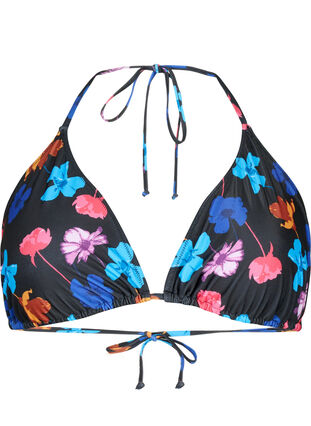 Zizzi Triangel-bikinibehå med tryck, Black Flower AOP, Packshot image number 0