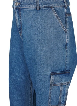 Zizzi Cargojeans med hög midja, Blue Denim, Packshot image number 2